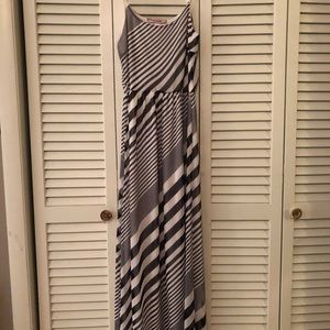 Black and white striped maxi dress